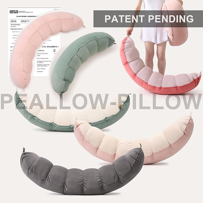 Peallow(Pat. Pend) – Long Round Body Pillow for Adults, Bolster Pillow for Sleeping, Soft and Supportive Pillow for Sleeping & Lumbar Support (Celadon Green,59")