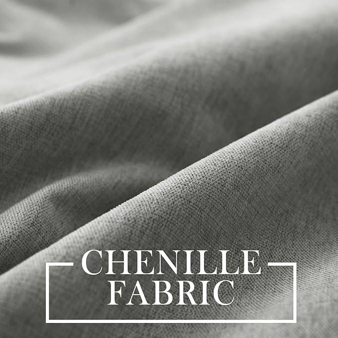 Macochico Extra Wide 100% Blackout Chenille Curtains 100" Wx96 L Thermal Drapes for Sliding Door Living Room Bedroom Auditorium Hotel Rock Grey Curtains Grommet Top with Tieback Classic 1 Panel
