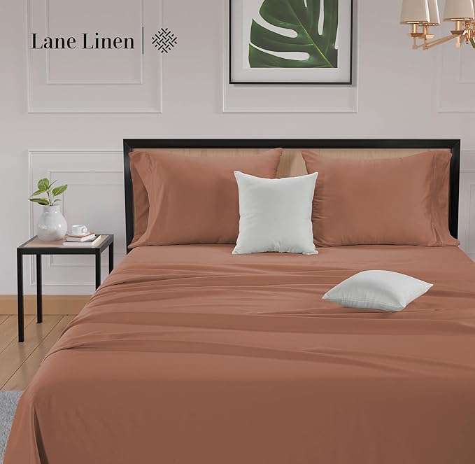LANE LINEN Twin XL Bed Sheets Set - 600 Thread Count, 100% Cotton Sheet Bed Sets - Sateen Weave, Hotel Luxury Sheet, 15" Deep Pocket, Easy to Wash- Rose Dawn