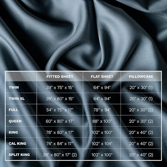 LUXOME Luxury Sheet Set | 100% Rayon (Viscose) from Bamboo | Split King - Ocean | Deep Pockets | 5-Piece Set (2 Fitted, Flat, 2 Pillowcases)