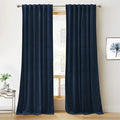 RYB HOME Navy Blue Velvet Curtains 100 inches, Back Tab Soft Fabric Room Darkening Thermal Insulated Luxurious Home Decor Curtains for Living Room Bedroom, W 52" x L 100", 2 Panels Set