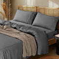 LBRO2M 100% Cotton Sheets Set Deep Pocket 24", 1000 Thread Count Queen Size 4 Piece Bed Sheet Sets Soft Comfortable Bedding All Season (Queen, Dark Gray)