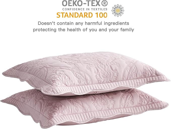 CHIXIN Microfiber King Pillow Shams Set of 2 - Quilted Decorative Pillow Covers - Ivory-Yellow - Size (20" x 36")