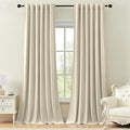 Ivory Velvet Curtains 90 Inches for Bedroom Light Reducing Thermal Insulated Heavy Velvet Curtain Luxury Modern Privacy Window Drapes for Living Room, Back Tab Rod Pocket, W52 x L90, 2 Panels