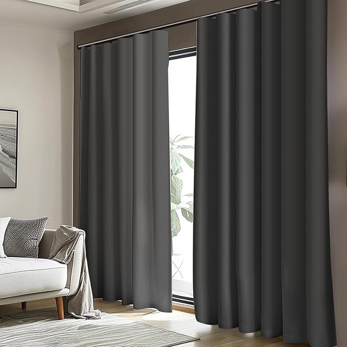Room Divider Blackout Curtain Track Curtains Wall Dividers Panels Screen for Living Rooms Bedroom Office Privacy Partition Separation, W100 × L108 Inch,1 Panel, Black