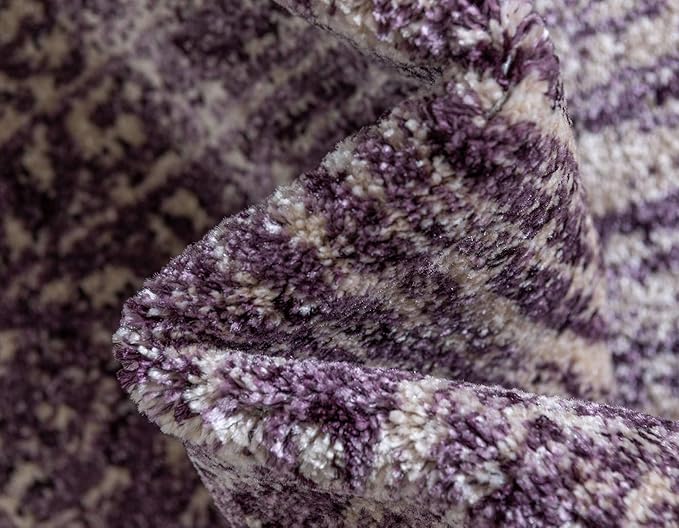 Unique Loom Del Mar Collection Area Rug - Jennifer (4' 1" x 6' 1" Rectangle, Purple/ Ivory)