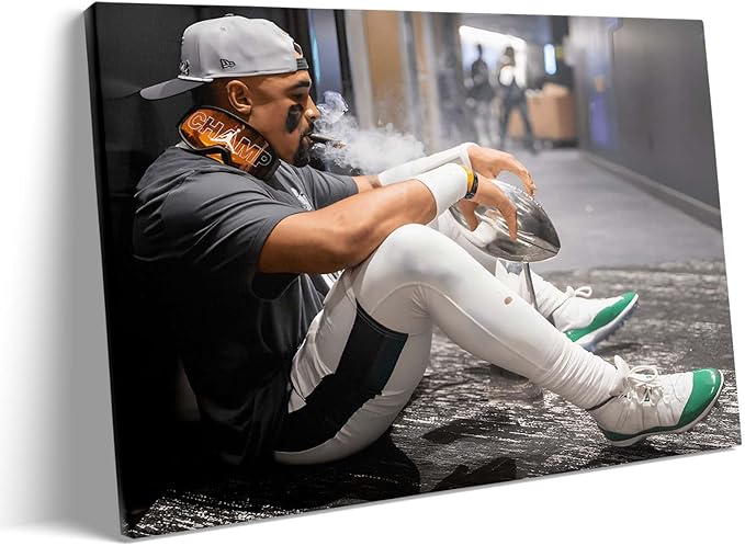 B.B.F MAKE 2025 Super Canvas Bowl Wall Art Champions Eagles Poster Print Philadelphia Hurts Painting Canvas Wall Decor Sports Stars Picture Modern Bedroom Living Room Home Decoration, Framed 8x10inch
