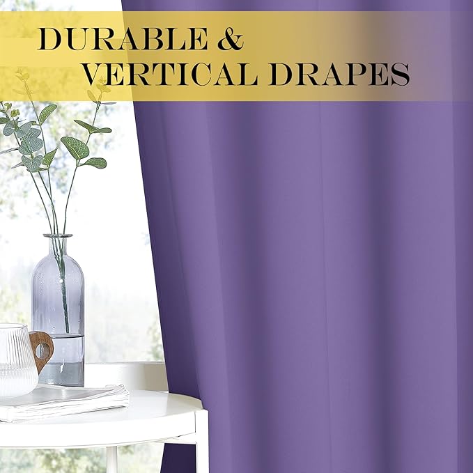 NICETOWN Blackout Curtains 84 Inch Length, Thermal Insulated Curtains for Bedroom Grommet Energy Saving Room Darkening Drapes for Living Room Window, 1 Panel, Lilac Purple, 66" W x 102" L
