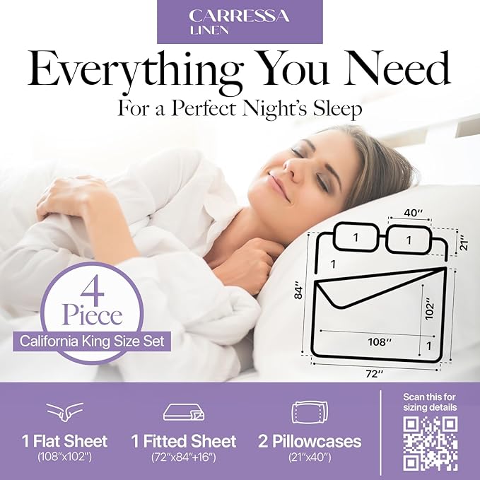 Carressa Linen California King Egyptian Cotton Sheet Sets - 600 Thread Count Cal King Cotton Sheet Set (4 PC, Classic Burgundy), Extra Soft, Cooling, 16" Deep Pocket Sateen Weave Luxury Bed Sheets Set