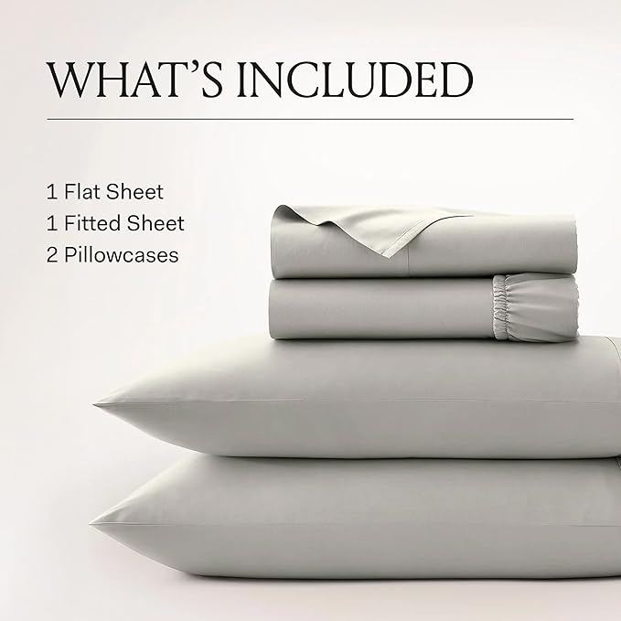 BOLL & BRANCH Signature Hemmed Sheet Set - King, Cream - Luxury 100% Organic Cotton - Includes 1 Flat, 1 Fitted, 2 Pillowcases - Buttery Soft