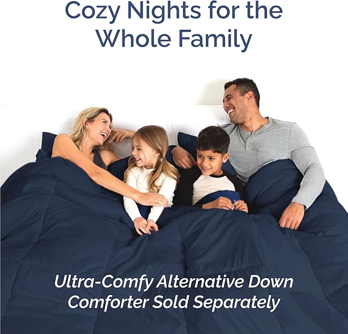 Twin XL 4 Piece Sheet Set - Cooling, Comfy & Breathable - Hotel Luxury Bedding, Includes Fitted Sheet for Women, Men, Kids & Teens - 1 Flat, 1 Fitted Sheet, 2 Pillowcases w/Deep Pockets - Navy Blue