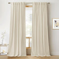 RYB Home Light Beige Velvet Curtains 84 inches Length - Thermal Insulated Drapes Window Treatment Luxury Solid Decor for Home Office Study Room, W42 x L84 inches, 2 Panels
