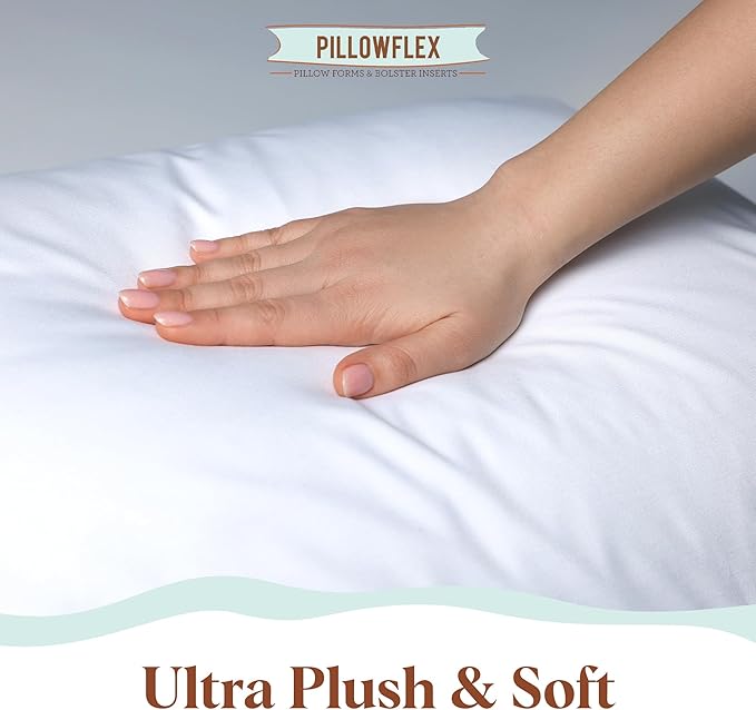 Pillowflex Synthetic Down Pillow Insert - 14x48 Down Alternative Pillow, Ultra Soft, Large Rectangle Body Sleeping Pillow, Lumbar, Long, Back - 1 Decorative Pillow Form