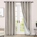 Macochico 100% Blackout Chenille Curtains for Living Room Classic Chenille Window Curtain Panels Thermal Drapes for Bedroom Hotel Grommet Curtains with Tieback Beige Taupe 84" Wx96 L 1 Panel