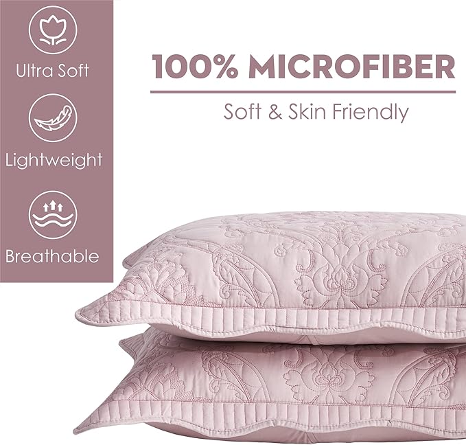 CHIXIN Microfiber King Pillow Shams Set of 2 - Quilted Decorative Pillow Covers - Ivory-Yellow - Size (20" x 36")