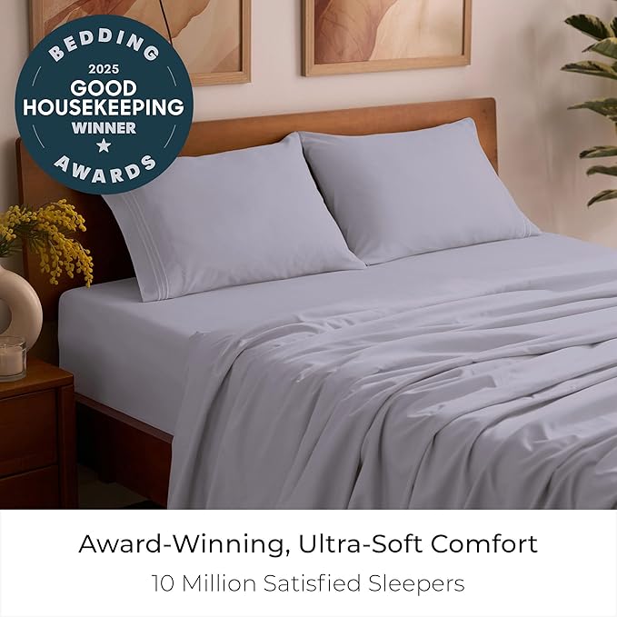 Mellanni Twin XL Sheet Set - 4-Piece Iconic Collection Bedding, (Including 2 Pillowcases), 16-Inch Deep Pocket, Easy Care, Extra Soft, Cooling Sheets, Brushed Microfiber - Lavender