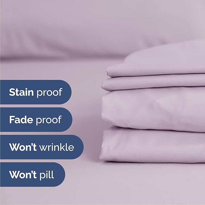 Queen 6 Piece Sheet Set - Cooling & Breathable - Hotel Luxury Bedding, Includes Fitted Sheet for Women, Men, Kids & Teens - 1 Flat, 1 Fitted Sheet, 4 Pillowcases w/Deep Pockets - Light Lavender