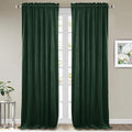 StangH Dark Green Velvet Curtains 102 inches Long 2 Panels, Thick Room Darkening Curtains & Drapes Christmas Home Decor Energy Saving for Living Room/Sliding Door, W52 x L102