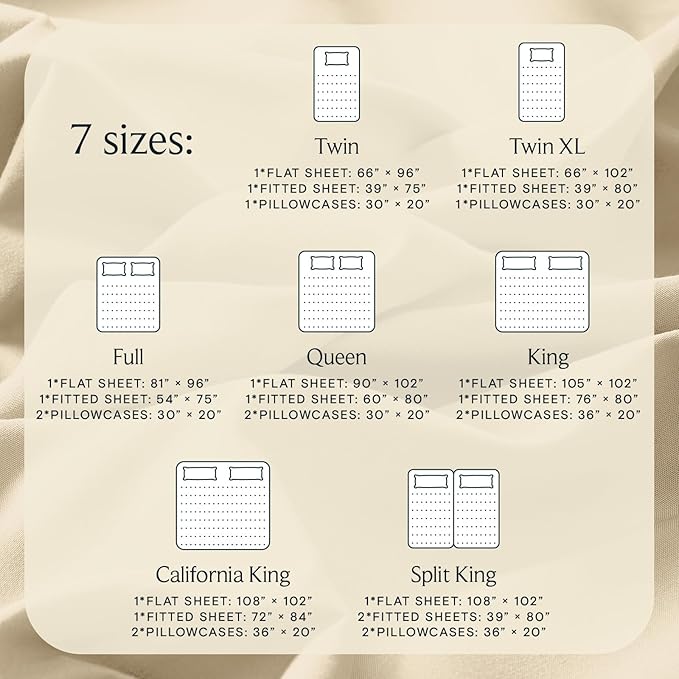 LuxClub 4 PC King Sheet Set, Deep Pockets Wrinkle Free Cooling Bed Sheets Hotel Bedding for Women, Men, Includes 1 Fitted Sheet, 1 Flat Sheet and 2 Pillowcases-Cream
