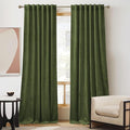 RYB HOME Olive Green Velvet Curtains 102 inches, Back Tab Soft Fabric Room Darkening Thermal Insulated Luxurious Home Decor Curtains for Living Room Bedroom, W 52" x L 102", 2 Panels Set