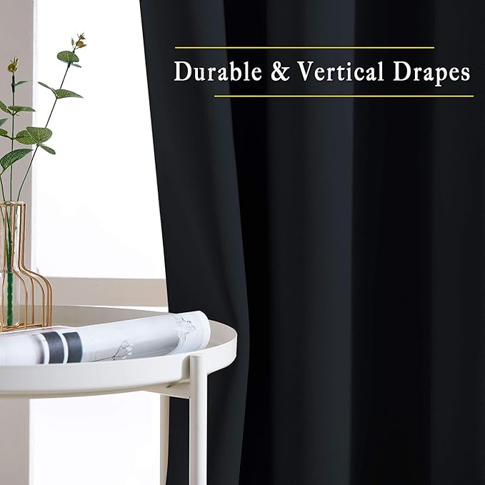 NICETOWN Black Doorway Curtains 80 inch Length 2 Panels Set - Grommet Thermal Insulated Blackout Window Treatments Sound Blocking Drapes for Living Room/Bedroom, W40 x L80