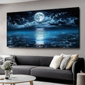 Big Moon Canvas Wall Art - Modern Seascape Paintings for Living Room, Bedroom Wall Decor, Framed Wall Art for Home or Office Decoration, Large Wall Art 20"x40"(50CMx100CM)