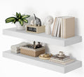 Heimlove 36 Inch Long Floating Shelf for Wall, 12" Deep White Floating Shelves Shelves for Bedroom Living Room Bedroom, Mounted Shelves for Storage Book Decor, Set of 2