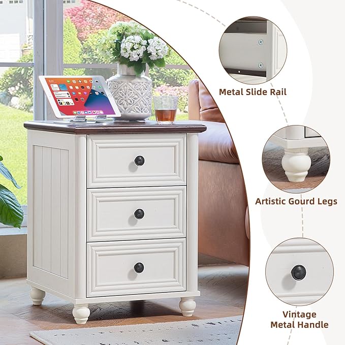 Farmhouse Dressers & Night Stand Set of 4, Wood 54" Wide Dresser & 45" Tall Chest of Drawers, 18" with Charging Station Nightstand Set of 2, Bedroom Furniture Dresser Set for Home Living Room Hallway