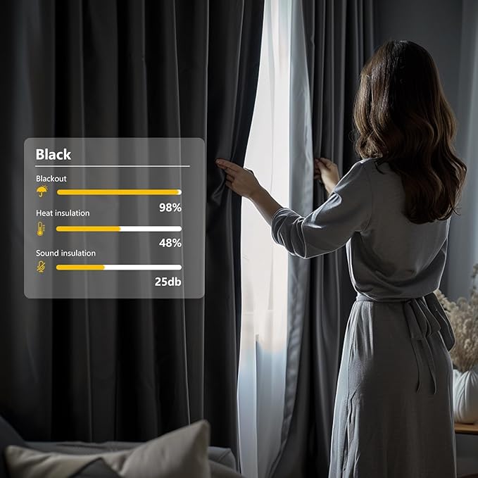 Room Divider Blackout Curtain Track Curtains Wall Dividers Panels Screen for Living Rooms Bedroom Office Privacy Partition Separation, W150 × L84 Inch,1 Panel, Black