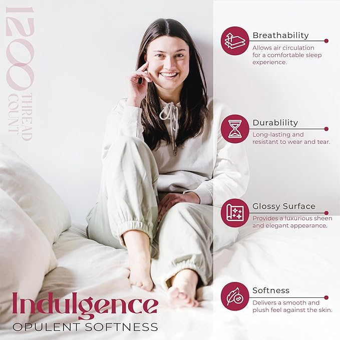 Mayfair Linen 100% Egyptian Cotton Sheets California King Size - 1200 Thread Count Cal King Size Sheets Set Egyptian Cotton, 4 PC Luxury Bedsheet (Ivory), Soft, Cooling, 17" Deep Pocket Set