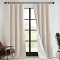 RYB HOME 4 in 1 Set Dust Filter - Soundproof - Blackout - Insulating, Energy Efficiency Linen Curtains for Kids Bedroom Living Room Divider Apartment Hotel Office Theatre, Taupe, W 52 x L 84, 2 Pcs