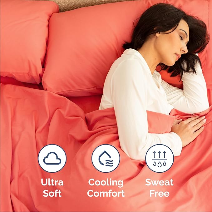 Cal King 6 Piece Sheet Set - Cooling, Comfy & Breathable - Hotel Luxury Bedding, Includes Fitted Sheet for Women, Men, Kids & Teens - 1 Flat, 1 Fitted Sheet, 4 Pillowcases with Deep Pockets - Coral