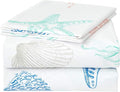 JSD Beach Theme Kids Printed Sheet Set Full, 4 Piece Starfish Jellyfish Coastal Summer Microfiber Bed Sheets Deep Pocket