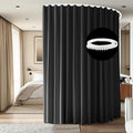 Room Divider Ceiling Mounted Curtains Track Sets Extra Wide Blackout Curtain Flexible Tracks for Bedroom Privacy Partition Separator, 1 Panel Black Drape and White Rail, W15 x H8ft