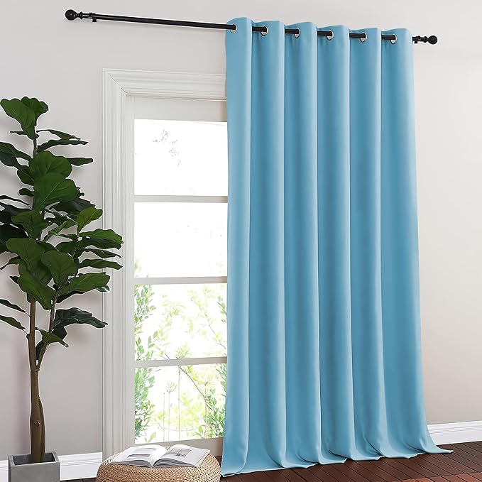 NICETOWN Teal Blue Blackout Curtains for Bedroom 95 Inch Length - Thermal Insulated Room Darkening Privacy Grommet Window Drapes for Boys Room, Set of 1 Panel, 80 x 95 Inch