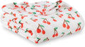 Berkshire Blanket-Classic Heavyweight Warm Soft Printed VelvetLoft® Plush Blanket, King Size Soft Fuzzy Blanket for Couch Sofa Bed, Cherries Toss White, 90in x 108in