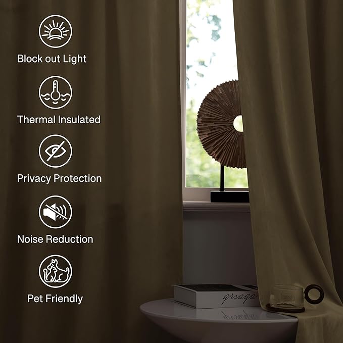 StangH Ivory White Velvet Curtains for Sliding Door Luxury Room Darkening Thermal Curtains for Winter, Rod Pocket Drapes for Living Room/Bedroom Window Decor, W62 x L84, 2 Panels
