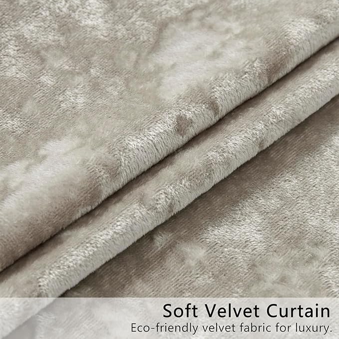 SMILETIME Ivory White Crushed Velvet Curtains 52x96 inch Luxurious Thermal Insulated Soundproof Drapes for Living Room Bedroom Office Soft and Durable Light-Filtering Window Treatments, 2 Panels