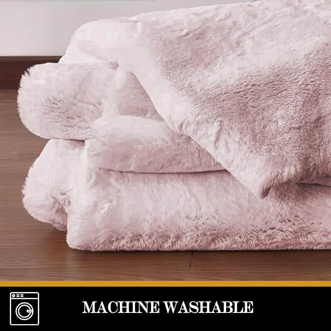 Latepis Light Pink Accent 4x6 Rug for Girls Room Non-Slip Faux Rabbit Fur Rugs Alfombras para Habitacion Washable Fluffy Rug for Living Room Bedroom and Play Room