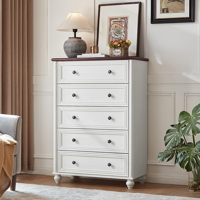 Farmhouse Dressers & Night Stand Set of 4, Wood 54" Wide Dresser & 45" Tall Chest of Drawers, 18" with Charging Station Nightstand Set of 2, Bedroom Furniture Dresser Set for Home Living Room Hallway