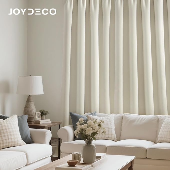 Joydeco White Velvet Curtains 72 Inches 2 Panels, Luxury Thermal Insulated Soft White Curtains for Bedroom & Living Room, Room Darkening Velvet Drapes, Rod Pocket (52W x 72L)