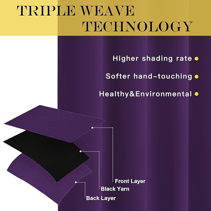 NICETOWN Blackout Patio Curtains 100 x 144 Inches Long for Sliding Door Extral Wide Blackout Curtain Panels Thermal Insulated Room Divider - Grommet Top, 100" W x 144" L, 1 Panel, Royal Purple