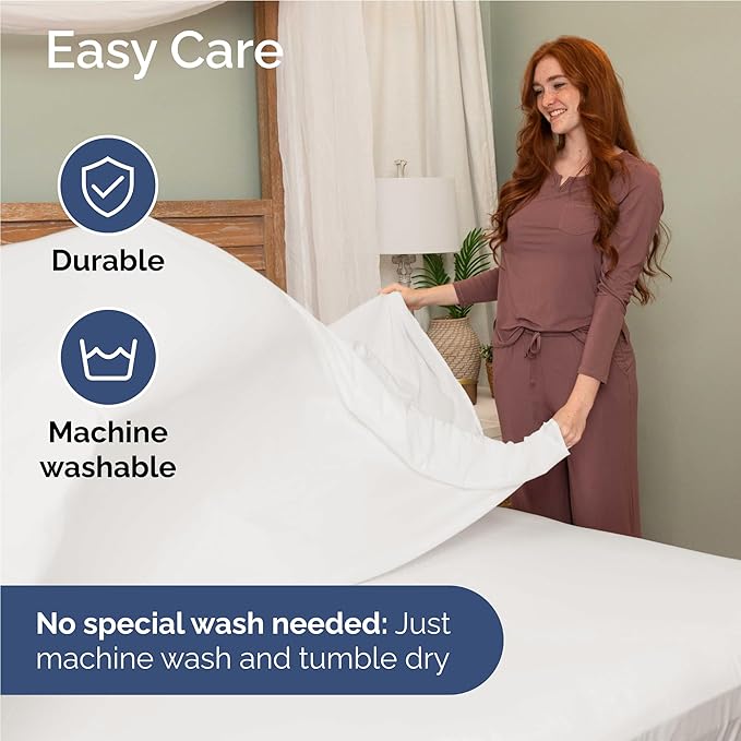 Twin XL 4 Piece Sheet Set - Cooling & Breathable - Hotel Luxury Bedding, Includes Fitted Sheet for Women, Men, Kids & Teens - 1 Flat, 1 Fitted Sheet, 2 Pillowcases w/Deep Pockets - Antique White