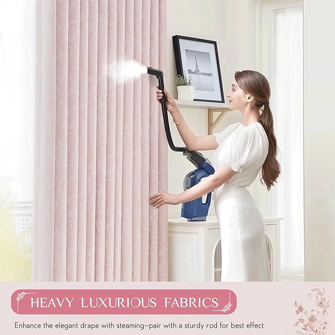 Beauoop Pink Floral Jacquard Blackout Curtains 120 Inches Long 2 Panels for Bedroom Living Room Chenille Flower Room Darkening Thermal Soundproof Grommet Window Treatments Drapes, 52x120