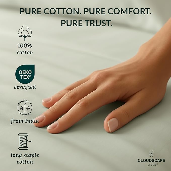 Cloud Scape Linen 100% Egyptian Cotton Sheets Full Size, 4 Pieces Luxury Bedding Set, 400 Thread Count,Hotel Quality, Silky Soft, Deep Pockets up to 17, Mineral
