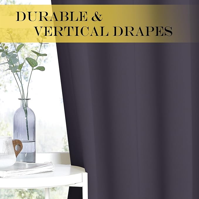 NICETOWN Blackout Room Divider Curtains for Sliding Glass Doors 102 Inches Long 1 Panel, Extra Wide Curtains for Doorway Patio Bedroom Living Room (Greyish Purple, 80Wx102L, 1 Panel)