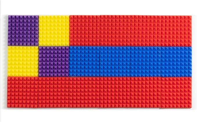 Sonicism Sound Proof Foam Panels for Walls Self-Adhesive 12 Pack Pyramid 12" X 12" X 2" Acoustic Panels,35kg/m³High Density Soundproof Wall Panels Fast Expand,Sound Absorption & Decoration(Red)