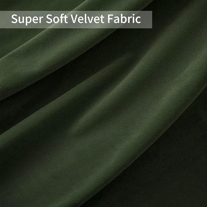 Joydeco Dark Olive Velvet Curtains 108 inch Length 2 Panels, Luxury Blackout Rod Pocket Thermal Insulated Window Curtains, Super Soft Room Darkening Drapes for Living Room Bedroom,W52 x L108 inches