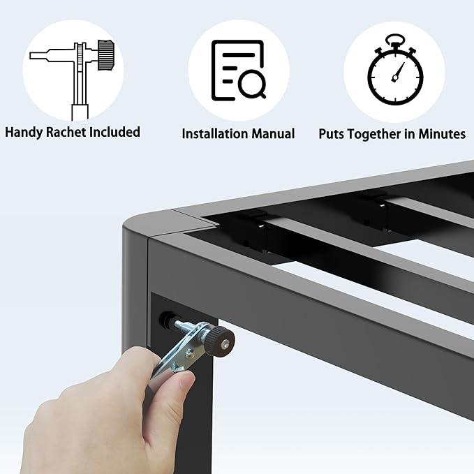 FUIOBYVV 6 Inch Twin XL Bed Frame with Round Corner Edge Legs 3500 lbs Metal Heavy Duty Steel Slats Support No Box Spring Needed Platform Noise Free Easy Assembly
