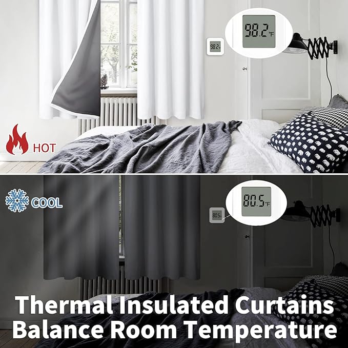 BGment White Blackout Curtains for Living Room 72 Inch Length 2 Panels Set, Full Room Darkening Thermal Insulated Soundproof Window Curtains with Rod Pocket, Each Panel 42 Inch Wide, Pure White